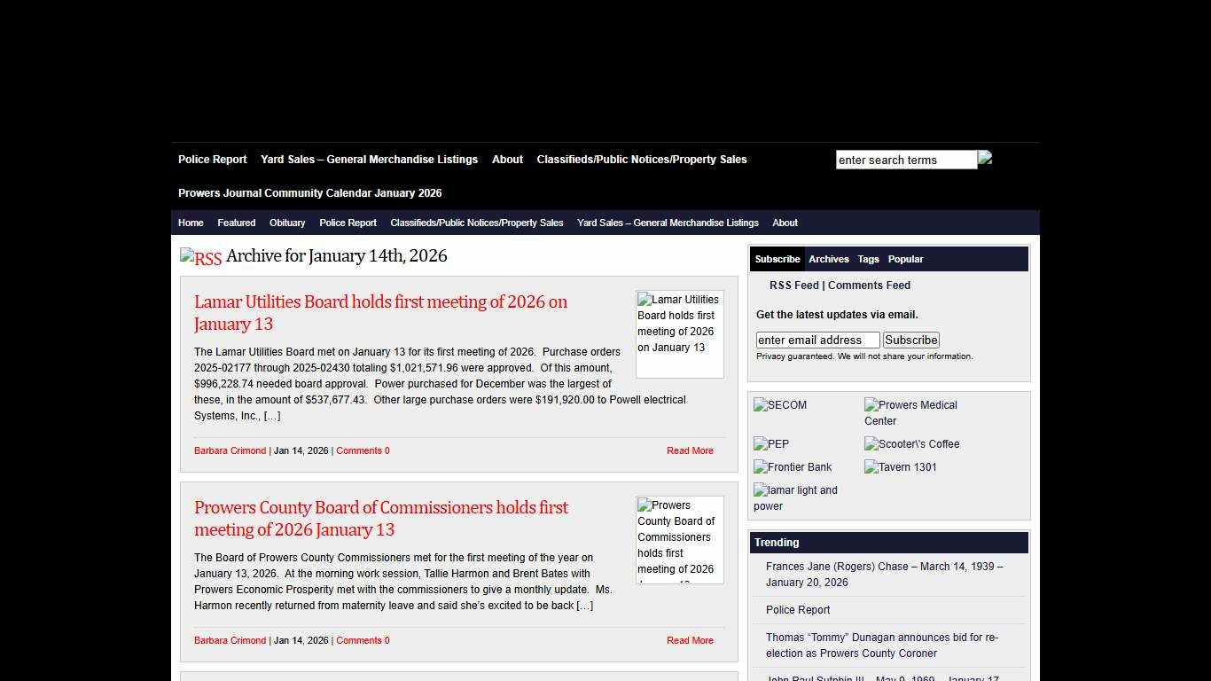 2026 January 14 : The Prowers Journal